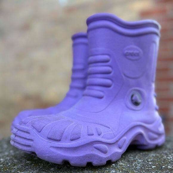 Crocs Handle It Boots Purple Slip on Unisex Kids M size 1 - W 3 - Picture 5 of 13